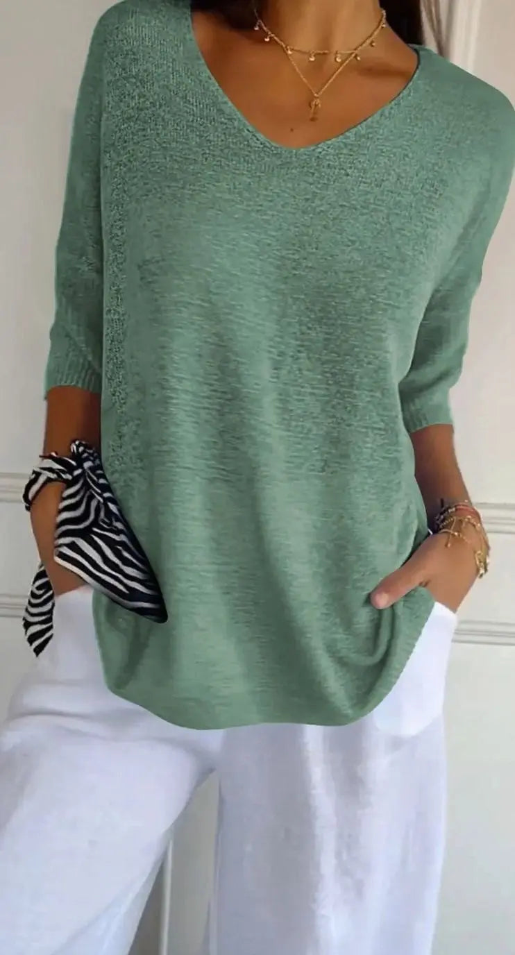 Esmee | Women's Longline V Neck Knit Tunic Top with Casual for Evening