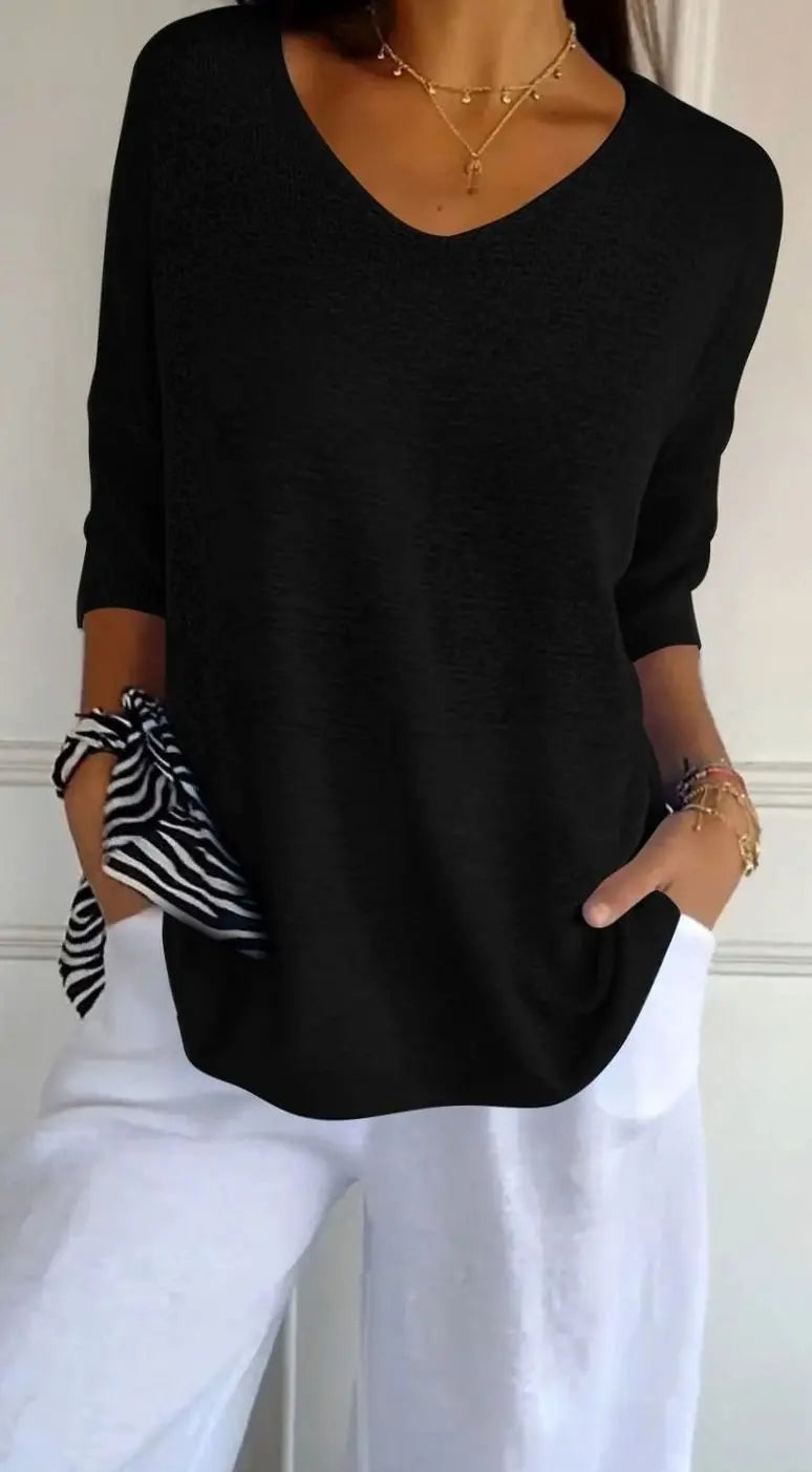 Esmee | Women's Longline V Neck Knit Tunic Top with Casual for Evening