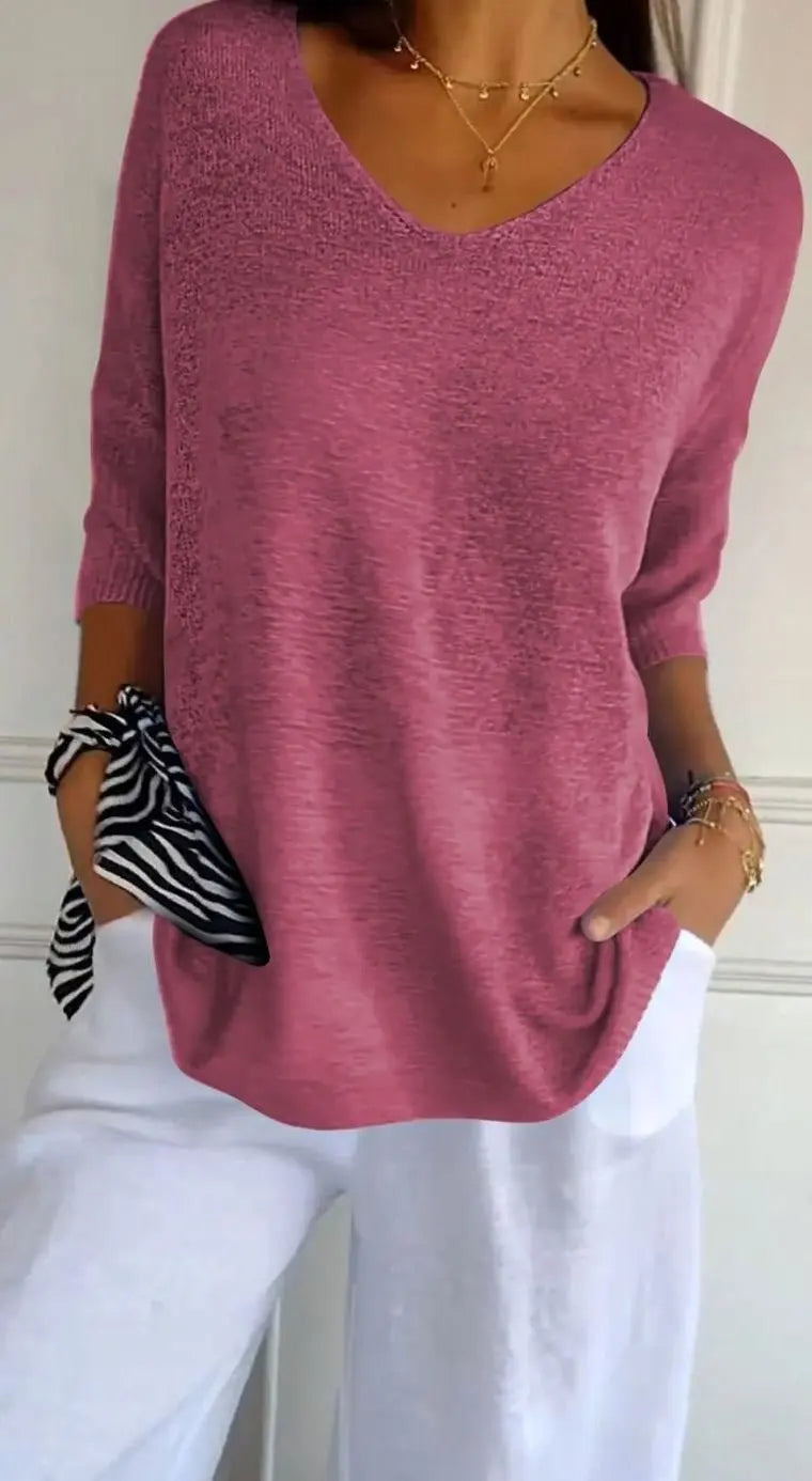 Esmee | Women's Longline V Neck Knit Tunic Top with Casual for Evening