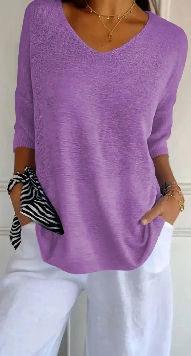 Esmee | Women's Longline V Neck Knit Tunic Top with Casual for Evening