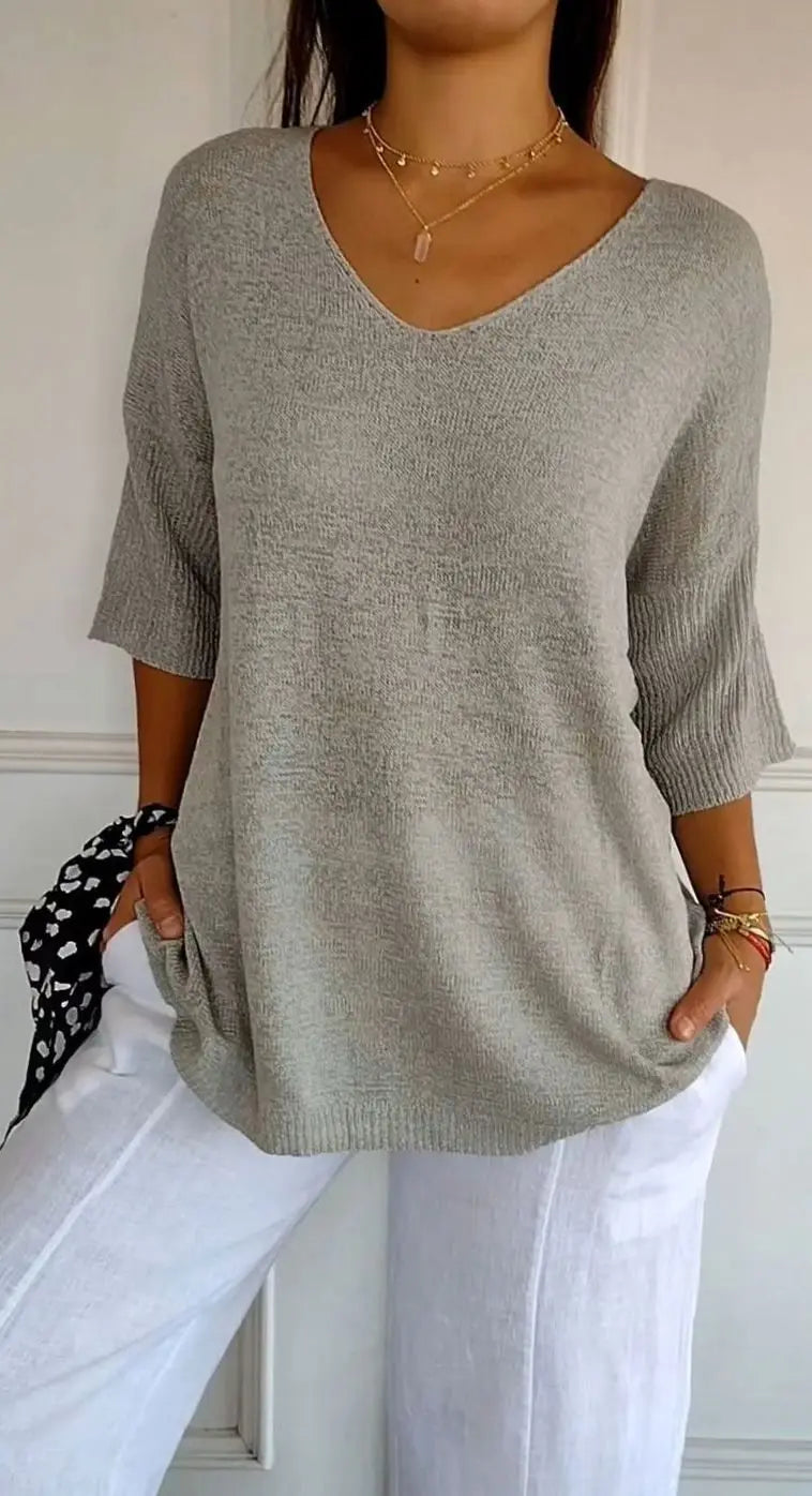 Esmee | Women's Longline V Neck Knit Tunic Top with Casual for Evening