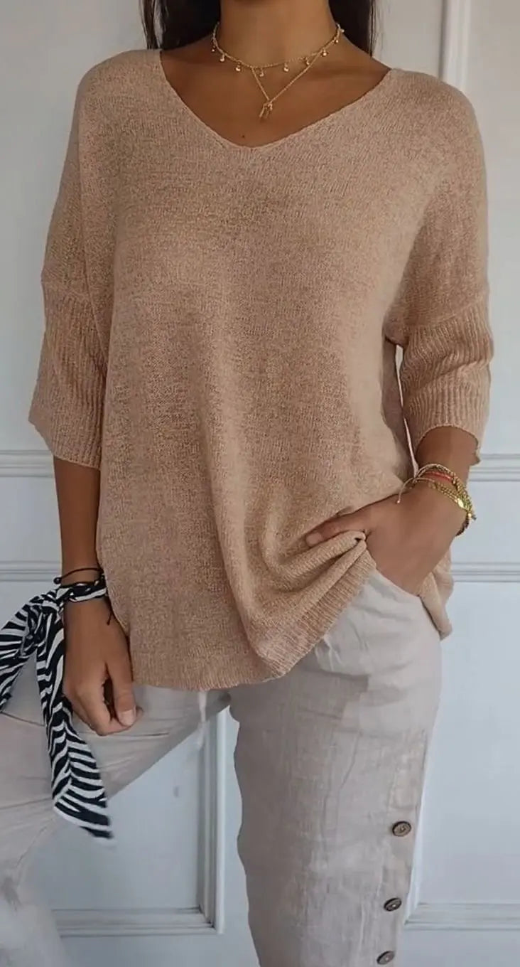 Esmee | Women's Longline V Neck Knit Tunic Top with Casual for Evening
