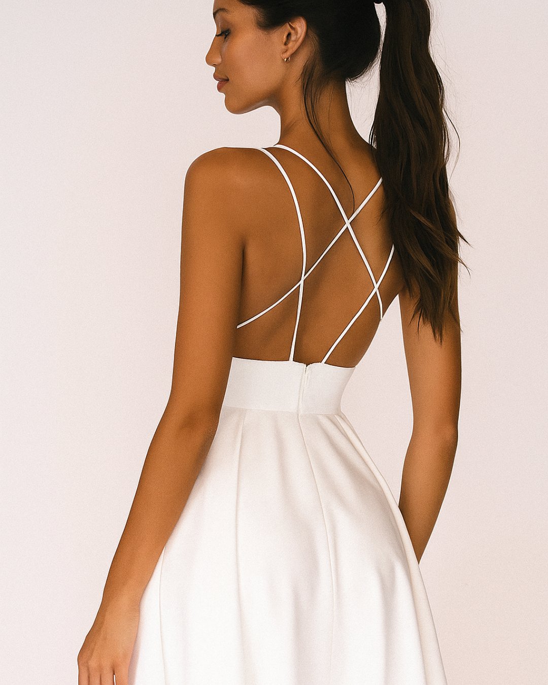 Tessa | Women's Sweetheart Midi Spaghetti Strap Wedding Guest Dress Gown with A-Line