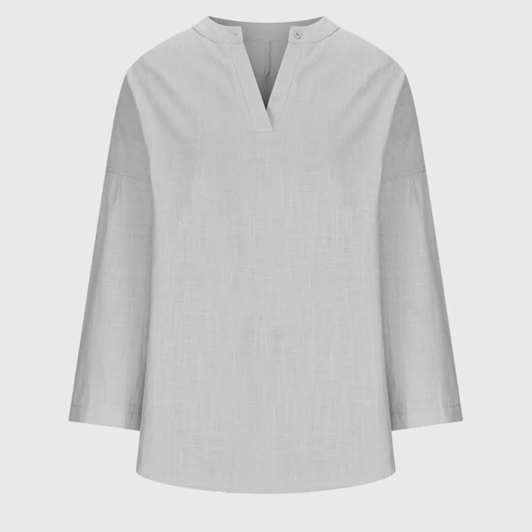 Silke | Women's V Neck Tunic Blouse Long Sleeve with Casual Everyday